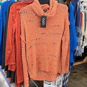 GGO Women's Orange Cowl Neck Sweater